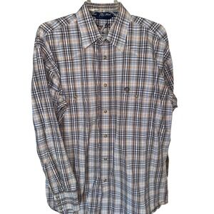 Men's George Strait 2‎ Pocket Long Sleeve Shirt Siz XL Plaid 100% cotton western